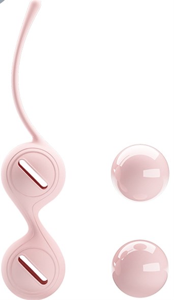 Вагинальные шарики Kegel Tighten UP I со смещённым центром тяжести, светло-розовые, 3,3х16,3см - фото 44938