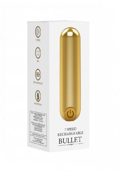 Перезаряжаемая вибропуля BGT 7 Speed Rechargeable Bullet, золотистая - фото 46457