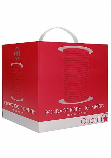 Веревка для шибари «Ouch Bondage Rope» красная хлопковая, 100 м - фото 48201