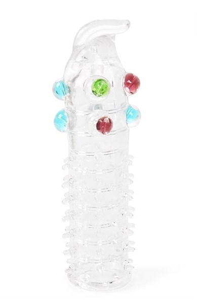 Насадка Crystal Sleeve для увеличения пениса с пупырышками и шариками, прозрачная - фото 49450