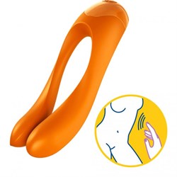 Универсальный массажер для пар Satisfyer Candy Cane оранжевый силикон, 12 режимов - фото 50827