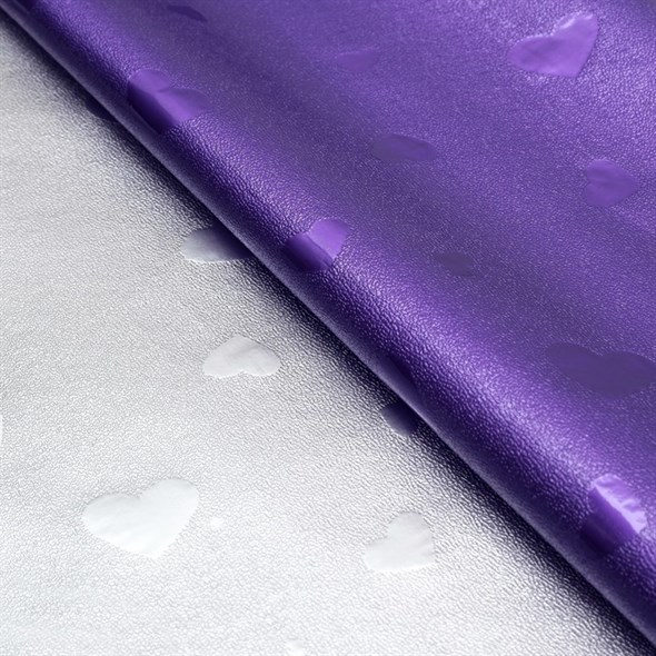 Упаковочная пленка 'Сердца', цвет фиолетовый, 50 х 70 см - фото 53699