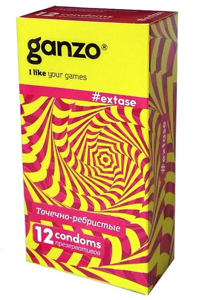 Презервативы Ganzo Extase точечно-ребристые, 12шт - фото 55343