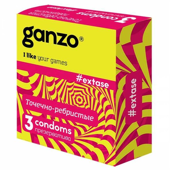 Презервативы Ganzo Extase №3  точечно-ребристые, 3 шт - фото 56974