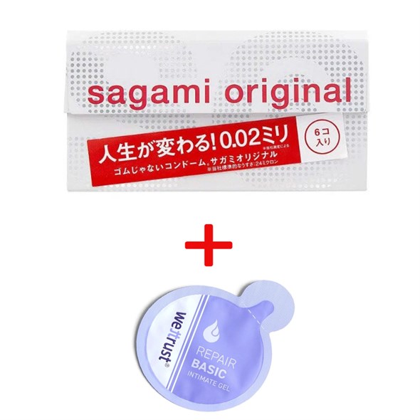 Презервативы Sagami Original 0,02 полиуретан 6шт+Лубрикант Wettrust 2мл - фото 57575