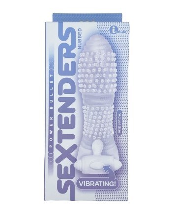 Вибро-насадка на пенис Sextenders фактурная с клиторальным язычком, TPE 13*2.5см - фото 57667