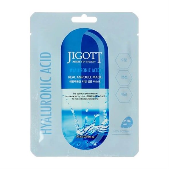 Тканевая маска д/лица Jigott Hyaluronic Acid  Real Ampoule Mask,1 шт 00001307529 - фото 60469