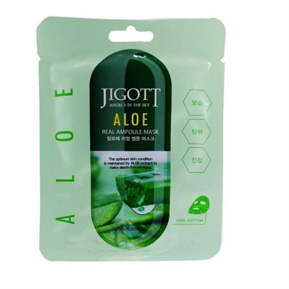 Тканевая маска д/лица Jigott Aloe Real Ampoule Mask,1шт 00001307530 - фото 60470