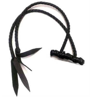 Плеть SCALA двухвостая, черная кожа, 55 см