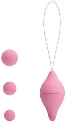 Вагинальный тренажер Sexual Exercise со сменным весом, 3 шарика розовые