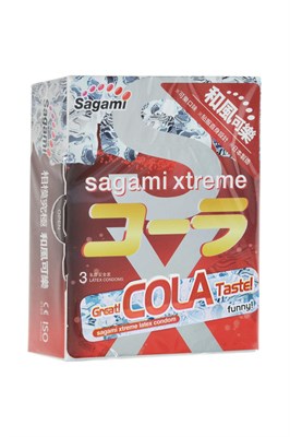 Презервативы Sagami Xtreme Cola аромат колы, сверхтонкий латекс 0,04мк, 3шт
