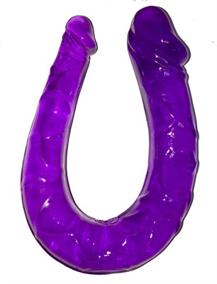 Двухголовый загнутый фаллос, фиолетовый гель
