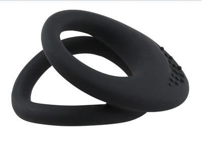 Эрекционное кольцо-ограничитель длины, на пенис и мошонку, черный силикон