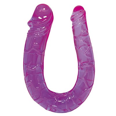 Двухголовый загнутый фаллос Sex Talent фиолетовый гель