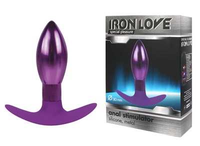 Анальная пробка для ношения Iron Love фиолетового металл, стоппер силикон, 9,6*3см