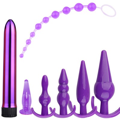 Набор "Фиолетовый"- 6 анальных игрушек, 1 вибратор