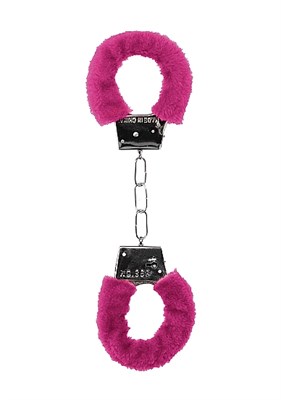 Металлические наручники с меховой обивкой Beginner's Handcuffs Furry, розовые