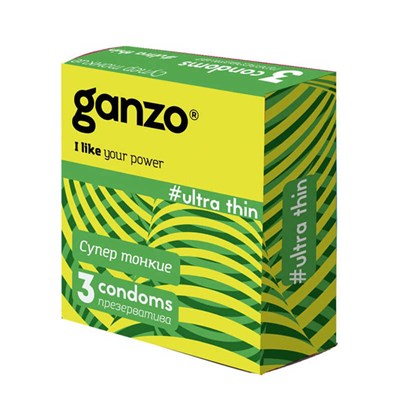 Презервативы Ganzo Ultra thin, ультратонкие, латекс, 3 шт