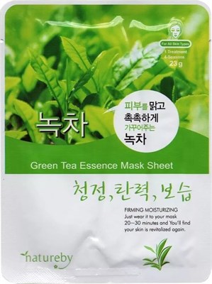 Тканевая маска NATUREBY Green Tea питание и увлажнение с зеленым чаем, 23г