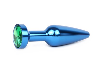 Втулка металл синий, кристалл зеленый, 11,3*2,9 см