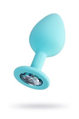 Анальная втулка со стразом ToDo by Toyfa, голубой силикон, 8*3 см