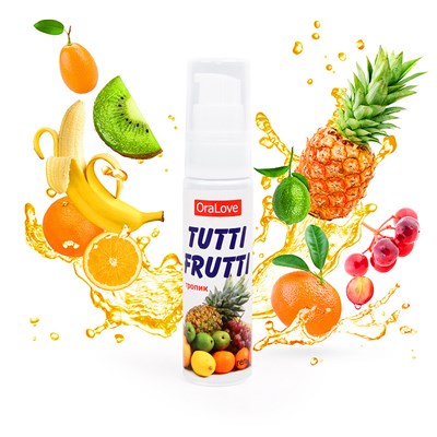 Съедобная гель-смазка Tutti Frutti со вкусом экзотических фруктов, 30г