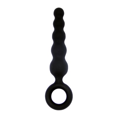 Анальная втулка с кольцом, черный силикон 8,5*2,2 см