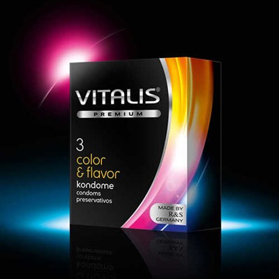 Презервативы VITALIS №3 Color&Flavor цветные ароматизированные 18*5,3 см, 3 шт