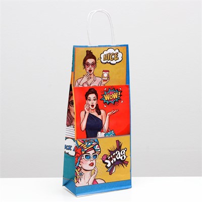 Пакет крафт "Pop Art" красочный, 14*8*33 см