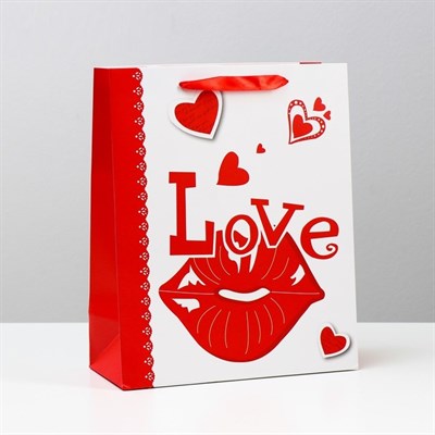 Пакет подарочный ламинированный, 'Love' 26 x 32 x 12 см