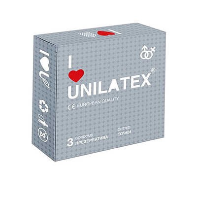 Презервативы Unilatex Dotted с точками, 3 шт