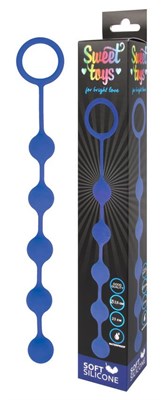 Анальная цепочка из силикона Sweet Toys, синяя, 23,2,6 см
