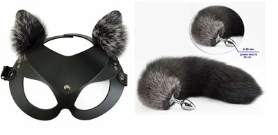 БДСМ набор Кошка, 2 предмета (маска, хвостик)