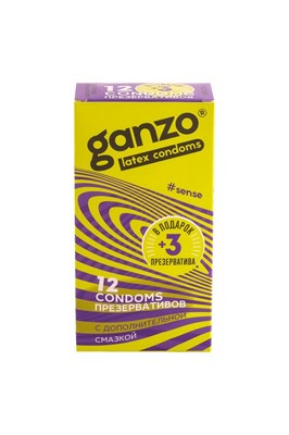 Презервативы Ganzo Sense тонкие с дополнительной смазкой, 12шт