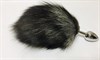 Плаг серебристый с хвостом черно-бурой лисы, 16 см, Д - 2,5 см - фото 51262