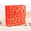 Пакет подарочный 'I Love you' красно-золотой, 20х8х20см - фото 53657