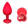 Анальная пробка стоппер-сердечко, красный силикон, 8,1*3,4см - фото 55479