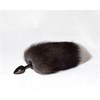 Плаг черный с натуральным хвостом чернобурки, Д-2,6см - фото 56876